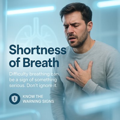 Health Awareness Graphic on Shortness of Breath Symptoms
