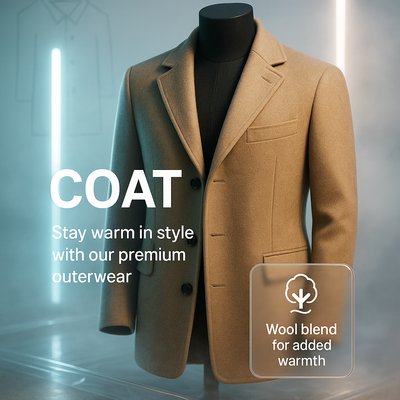 Stylish Wool Blend Coat Display for Fashion Promotion