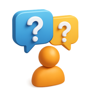 3D Question Bubbles Icon with User Silhouette