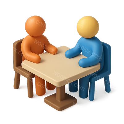 3D Icon of Two People at a Table in Isometric View