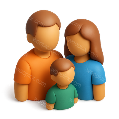 3D Family Icon in Isometric View with Transparent Background