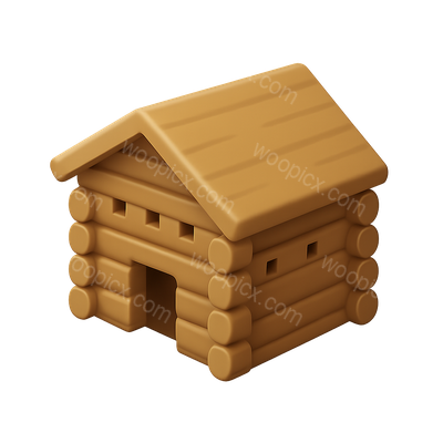3D Isometric Blockhouse Icon with Volumetric Feel