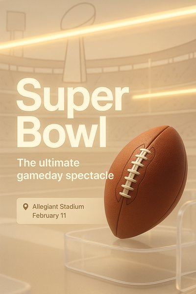 Promotional Graphic for Super Bowl Event at Allegiant Stadium