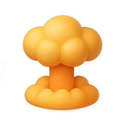 3D Cartoon-Style Explosive Mushroom Cloud Illustration