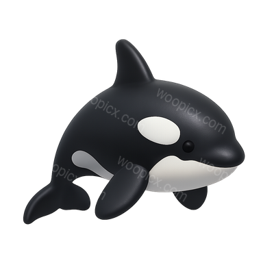 Stylized 3D Orca Icon with Isometric View