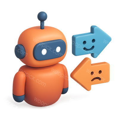 Colorful 3D Learning Agent Icon with Emotive Shapes