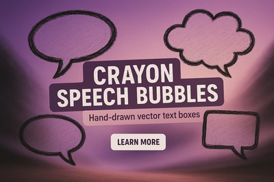 Hand-Drawn Crayon Speech Bubbles Graphic for Creative Design