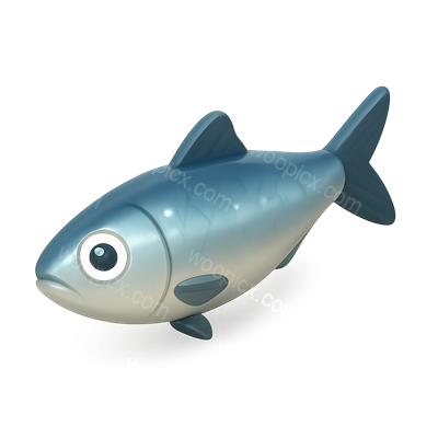 Stylized 3D Sardine Icon with Volumetric Feel