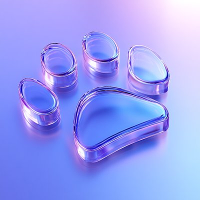 Stylized Glass Paw Print Design with Soft Colors