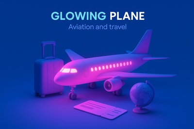Glowing Plane Composition in Atmospheric Scene