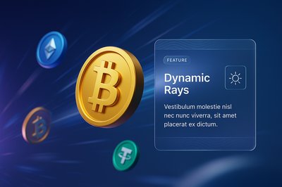3D Illustration of Crypto Dynamic Rays with Feature Block
