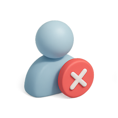 3D Icon of User with Error Symbol Representation