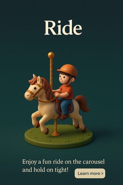 Engaging 3D Carousel Ride Scene in Dark Background
