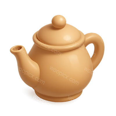 3D Teapot Icon with Isometric Design and Volumetric Feel