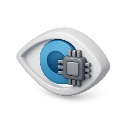 3D Eye Icon with Circuit Design for Tech Applications