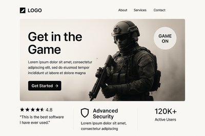 Modern Landing Page Design with Neon Elements