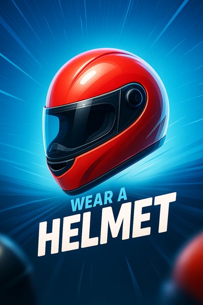 Dynamic Helmet Illustration with Engaging Text Design