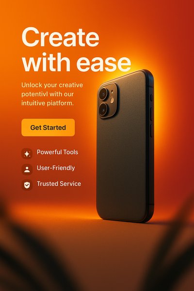 Promotional image for a creative platform featuring a smartphone