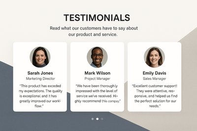 Professional Testimonials Section with Realistic Design Elements