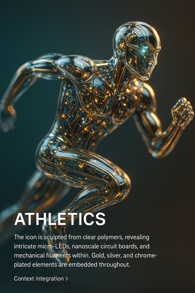 Hyperrealistic Symbol of Athletics with Glowing Elements
