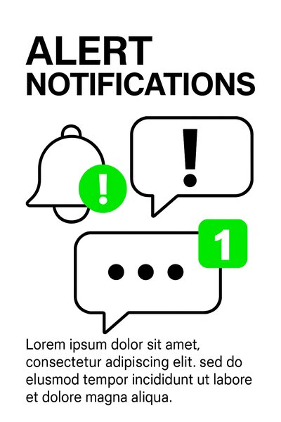 Modern Alert Notification Graphic with Icons
