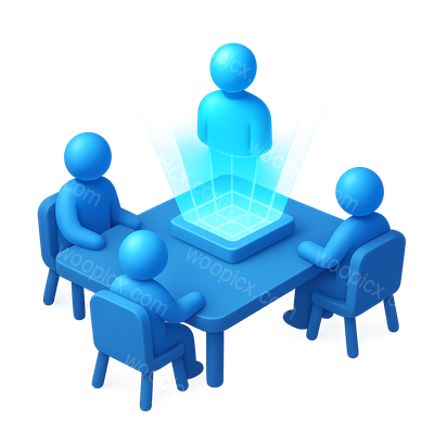 3D Hologram Meeting Icon with Transparent Background