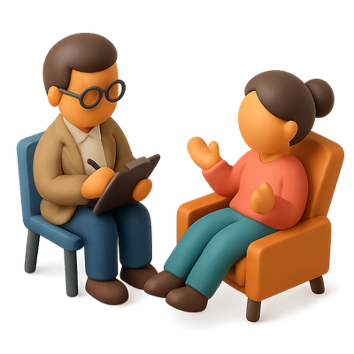 3D Icon of Therapist and Patient in Session
