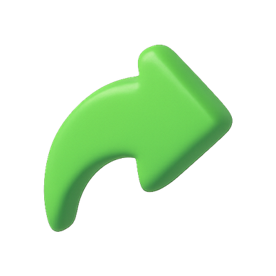 3D Green Arrow Icon for Navigation