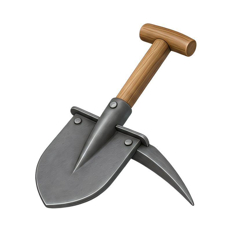 Trench shovel with pick attachment