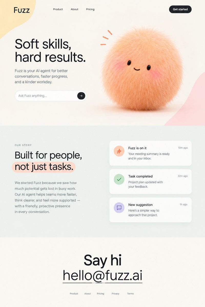 AI agent landing page design