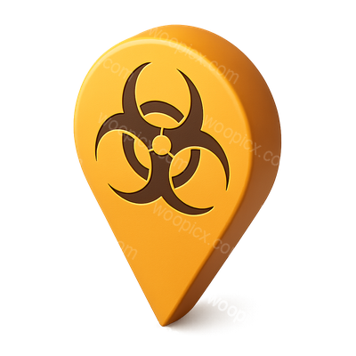 3D Biohazard Location Marker Icon Design