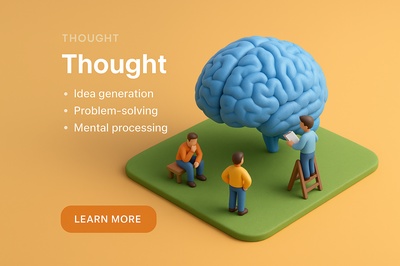 Detailed 3D Scene Illustrating Thought Concepts