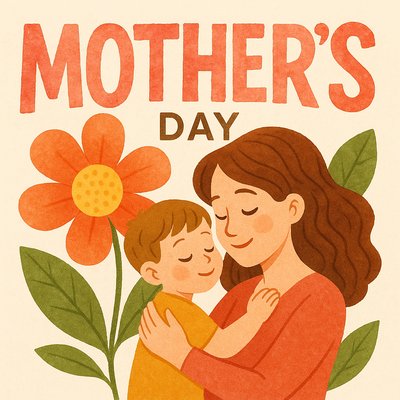 Heartwarming Mother's Day Illustration with Mother and Child