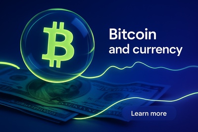 Illuminated Bitcoin Symbol and Currency on Dark Background