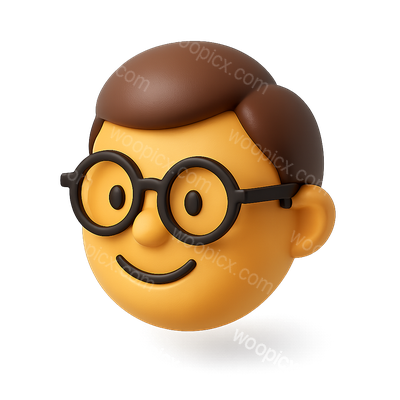 Stylized 3D Glasses Icon with a Cheerful Face