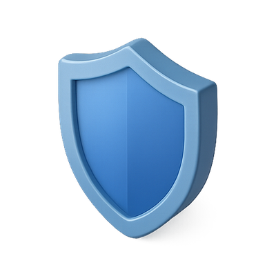 Stylized Blue Shield Icon Representing Security and Protection