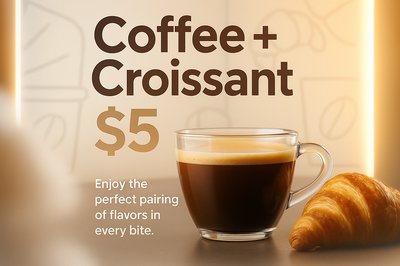 Delicious Coffee and Croissant Offer for Just $5