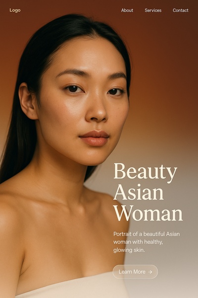 Stylish Portrait of a Beautiful Asian Woman with Glowing Skin