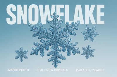 Stunning Macro Photo of Real Snowflakes on White Background