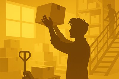 Silhouetted Worker in Warehouse Setting
