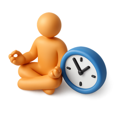 3D Icon of Meditation with Clock in Isometric View