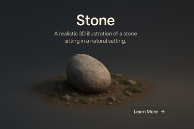 Realistic 3D Illustration of a Stone in Natural Setting