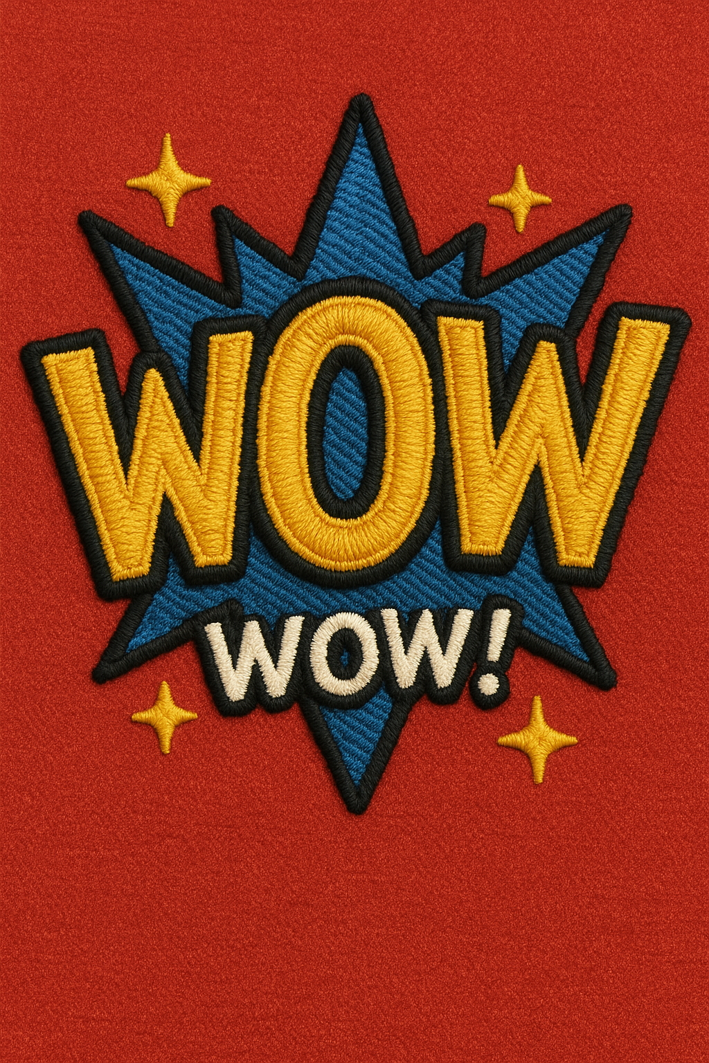 Embroidered Patch Design Featuring Exclamatory Text