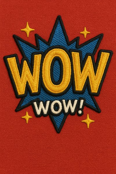 Embroidered Patch Design Featuring Exclamatory Text