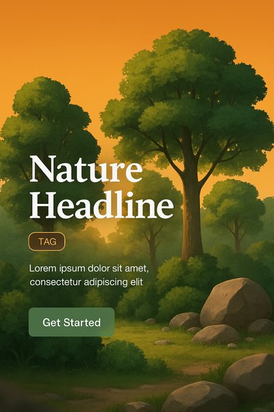 Serene Nature Scene with Headline and Call to Action