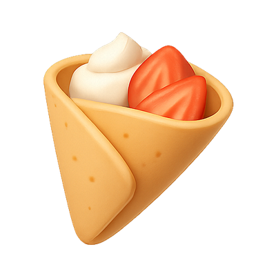 Delicious Dessert Crepe with Strawberries and Cream