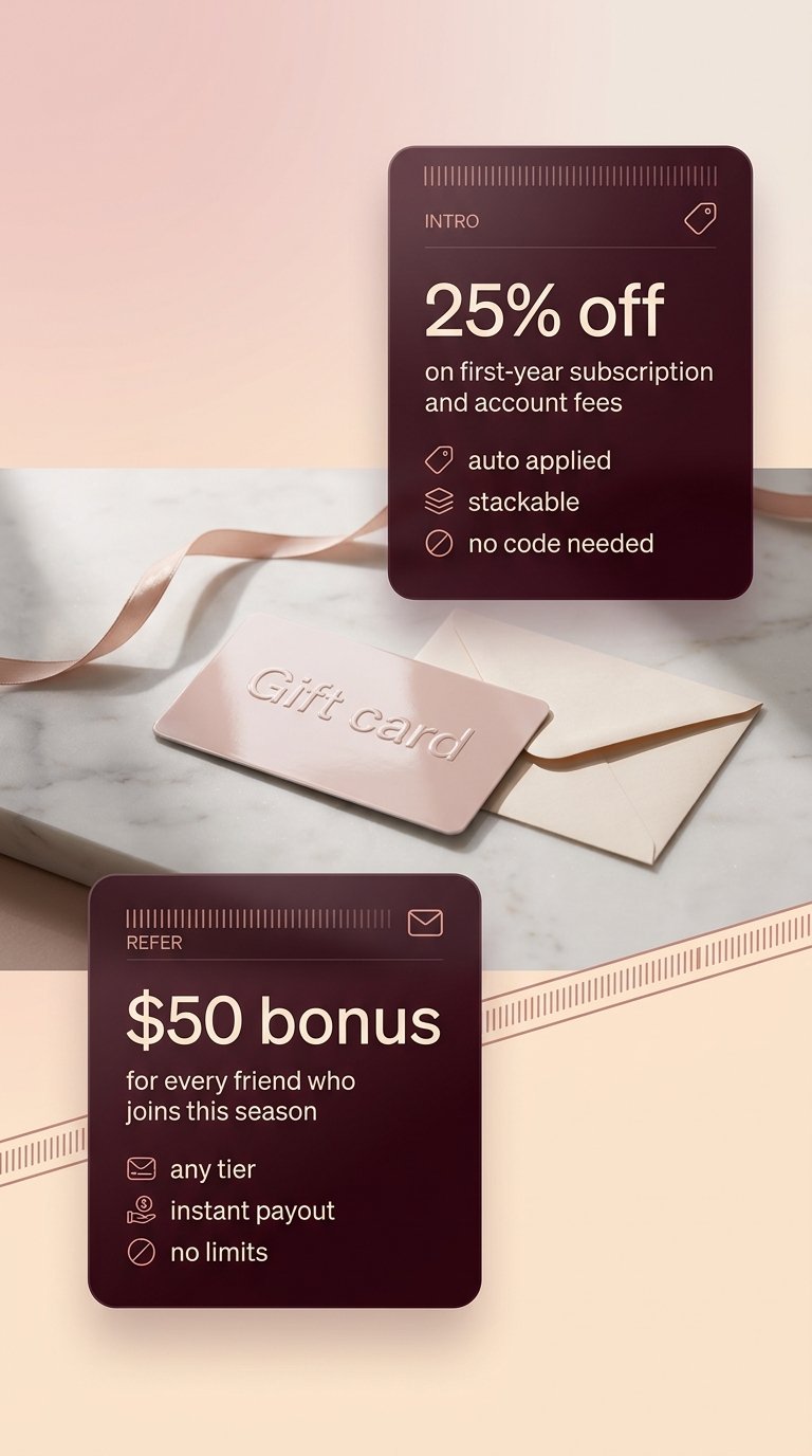 Elegant gift card on marble surface