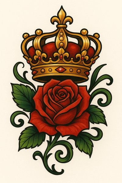 Illustration of a Crowned Rose Design
