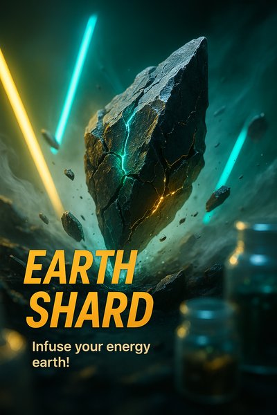 Dynamic Neon Scene Featuring Earth Shard with Engaging Text Elements