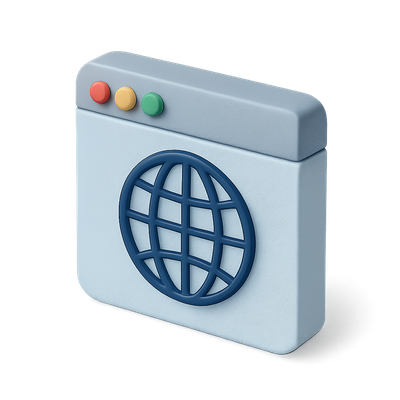 Stylish 3D Browser Icon with Isometric Design